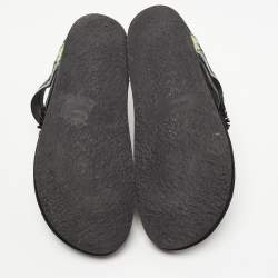 Pre Owned Isabel Marant Green/Black Leather Embroidered Ebann Slides Size 39