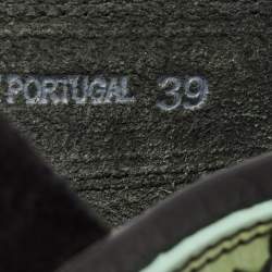 Pre Owned Isabel Marant Green/Black Leather Embroidered Ebann Slides Size 39