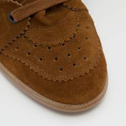 Pre Owned Isabel Marant Brown Suede Bobby Wedge Lace Up Sneakers Size 41