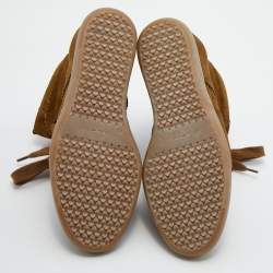 Pre Owned Isabel Marant Brown Suede Bobby Wedge Lace Up Sneakers Size 41