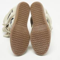 Pre Owned Isabel Marant Tricolor Suede and Printed Canvas Bekett Wedge Sneakers Size 39