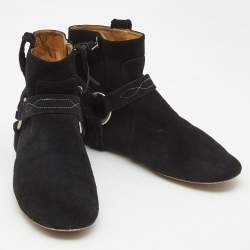 Pre Owned Isabel Marant Black Suede Ralf Gaucho Ankle Boots Size 40