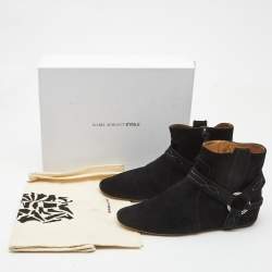 Pre Owned Isabel Marant Black Suede Ralf Gaucho Ankle Boots Size 40