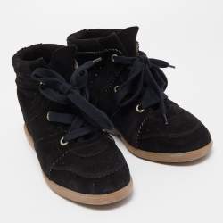 Isabel Marant Black Suede Bobby Wedge Sneakers Size 40