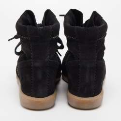 Isabel Marant Black Suede Bobby Wedge Sneakers Size 40