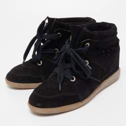 Isabel Marant Black Suede Bobby Wedge Sneakers Size 40