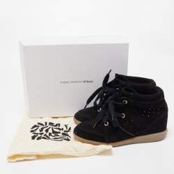 Isabel Marant Black Suede Bobby Wedge Sneakers Size 40