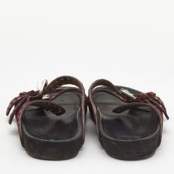 Pre Owned Isabel Marant Burgundy Suede Lenny Eyelet Studded Slides Size 36