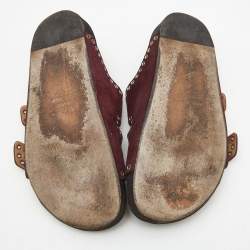 Pre Owned Isabel Marant Burgundy Suede Lenny Eyelet Studded Slides Size 36