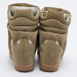 Pre Owned Isabel Marant Beige Leather and Suede Bekett Wedge Sneakers Size 37