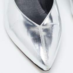 Pre Owned Isabel Marant Silver Leather Pointed Toe Pumps Size 41