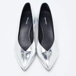 Pre Owned Isabel Marant Silver Leather Pointed Toe Pumps Size 41