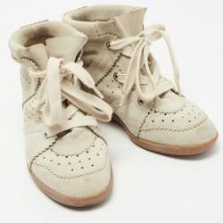 Pre Owned Isabel Marant Grey Suede Bobby Wedge High Top Sneakers Size 36