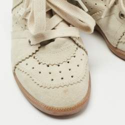Pre Owned Isabel Marant Grey Suede Bobby Wedge High Top Sneakers Size 36