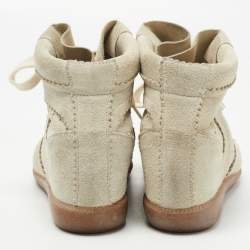 Pre Owned Isabel Marant Grey Suede Bobby Wedge High Top Sneakers Size 36