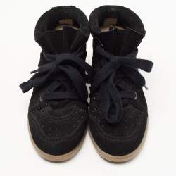 Isabel Marant Black Suede Bobby Wedge Sneakers Size 36