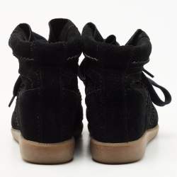 Isabel Marant Black Suede Bobby Wedge Sneakers Size 36