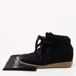 Isabel Marant Black Suede Bobby Wedge Sneakers Size 36