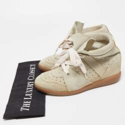 Pre Owned Isabel Marant Beige Suede Bekett Wedge High Top Sneakers Size 38
