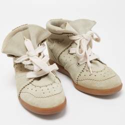Pre Owned Isabel Marant Beige Suede Bekett Wedge High Top Sneakers Size 38