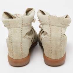Pre Owned Isabel Marant Beige Suede Bekett Wedge High Top Sneakers Size 38