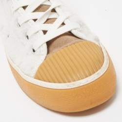 Pre Owned Isabel Marant White/Beige Wool and Suede High Top Sneakers Size 38