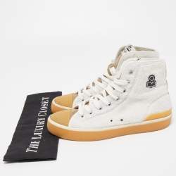 Pre Owned Isabel Marant White/Beige Wool and Suede High Top Sneakers Size 38