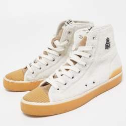 Pre Owned Isabel Marant White/Beige Wool and Suede High Top Sneakers Size 38