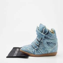 Pre Owned Isabel Marant Blue Denim Bekett Wedge Sneakers Size 40