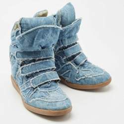 Pre Owned Isabel Marant Blue Denim Bekett Wedge Sneakers Size 40