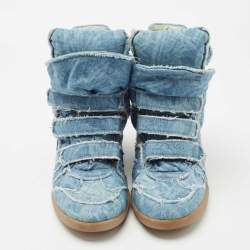 Pre Owned Isabel Marant Blue Denim Bekett Wedge Sneakers Size 40