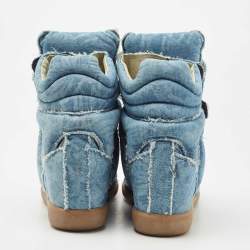 Pre Owned Isabel Marant Blue Denim Bekett Wedge Sneakers Size 40