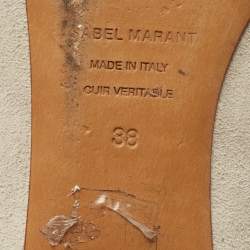 Pre Owned Isabel Marant Light Grey Suede Leo Eyelet Ankle Tie Ballet Flats Size 38