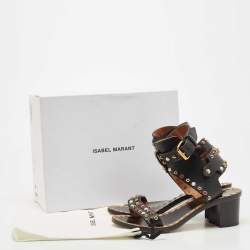 Pre Owned Isabel Marant Black Leather Jaeryn Ankle Strap Sandals Size 40