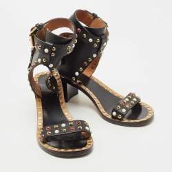Pre Owned Isabel Marant Black Leather Jaeryn Ankle Strap Sandals Size 40