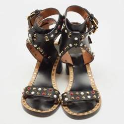 Pre Owned Isabel Marant Black Leather Jaeryn Ankle Strap Sandals Size 40