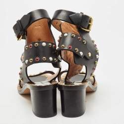 Pre Owned Isabel Marant Black Leather Jaeryn Ankle Strap Sandals Size 40
