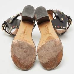 Pre Owned Isabel Marant Black Leather Jaeryn Ankle Strap Sandals Size 40