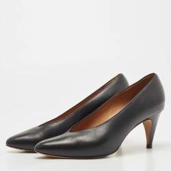 Pre Owned Isabel Marant Black Leather Pointed Toe Pumps Size 38