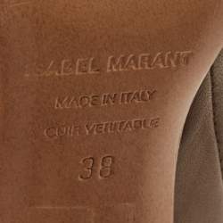 Pre Owned Isabel Marant Olive Green Leather Knee Length Boots Size 38