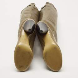 Pre Owned Isabel Marant Olive Green Leather Knee Length Boots Size 38