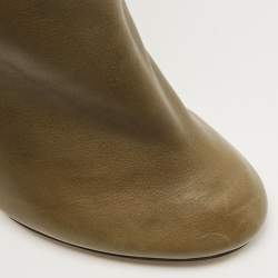 Pre Owned Isabel Marant Olive Green Leather Knee Length Boots Size 38