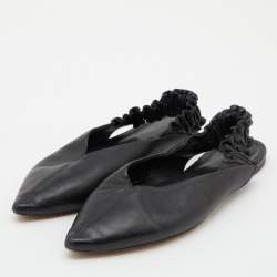 Pre Owned Isabel Marant Black Faux Leather Slingback Flat Sandals Size 39