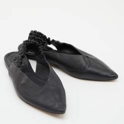 Pre Owned Isabel Marant Black Faux Leather Slingback Flat Sandals Size 39