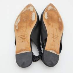 Pre Owned Isabel Marant Black Faux Leather Slingback Flat Sandals Size 39