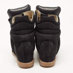 Pre Owned Isabel Marant Black Suede Bekett Wedge Sneakers Size 38