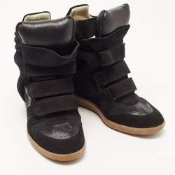 Pre Owned Isabel Marant Black Suede Bekett Wedge Sneakers Size 38