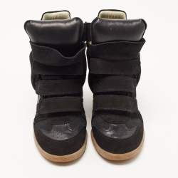 Pre Owned Isabel Marant Black Suede Bekett Wedge Sneakers Size 38