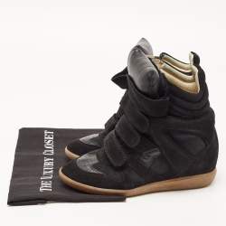 Pre Owned Isabel Marant Black Suede Bekett Wedge Sneakers Size 38