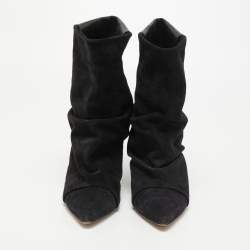 Isabel Marant Black Suede and Leather Pointed Toe Ankle Booties Size 41